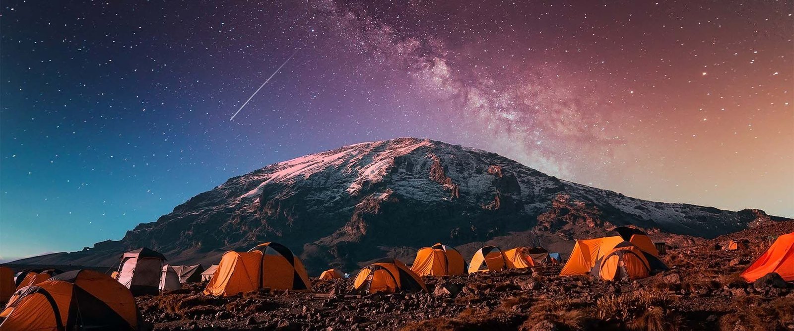 Mount Kilimanjaro base camp under the Milky Way — Tanzania mountain climbing expedition